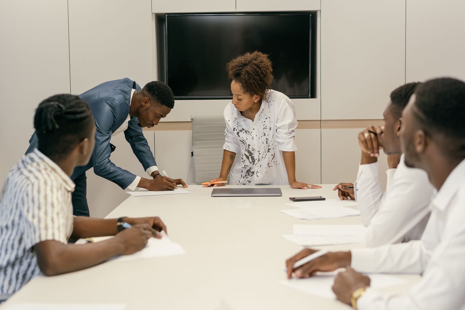 Diverse colleagues collaborating in an office